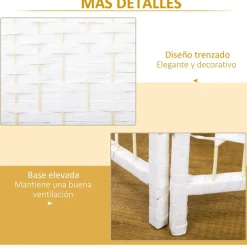 Homcom - Biombo de cuerda de papel 4 paneles