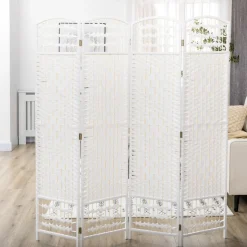 Homcom - Biombo de cuerda de papel 4 paneles