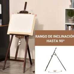 Homcom - Caballete de madera con trípode Marrón* Arte Y Manualidades