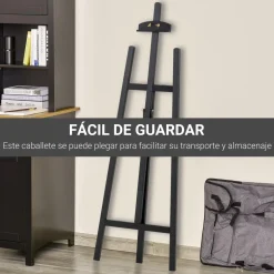 Homcom - Caballete de madera con trípode Negro