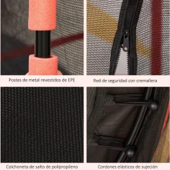 Homcom - Cama elástica Ø110 cm Rojo* Camas Elásticas