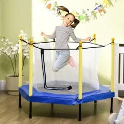 Homcom - Cama elástica con red de seguridad azul* Camas Elásticas