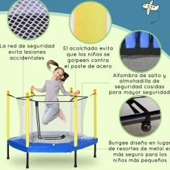 Homcom - Cama elástica con red de seguridad azul* Camas Elásticas