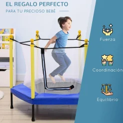 Homcom - Cama elástica con red de seguridad azul* Camas Elásticas