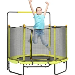 Homcom - Cama elástica con red de seguridad Ø110 cm amarillo* Camas Elásticas