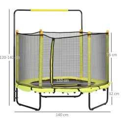 Homcom - Cama elástica con red de seguridad Ø110 cm amarillo* Camas Elásticas