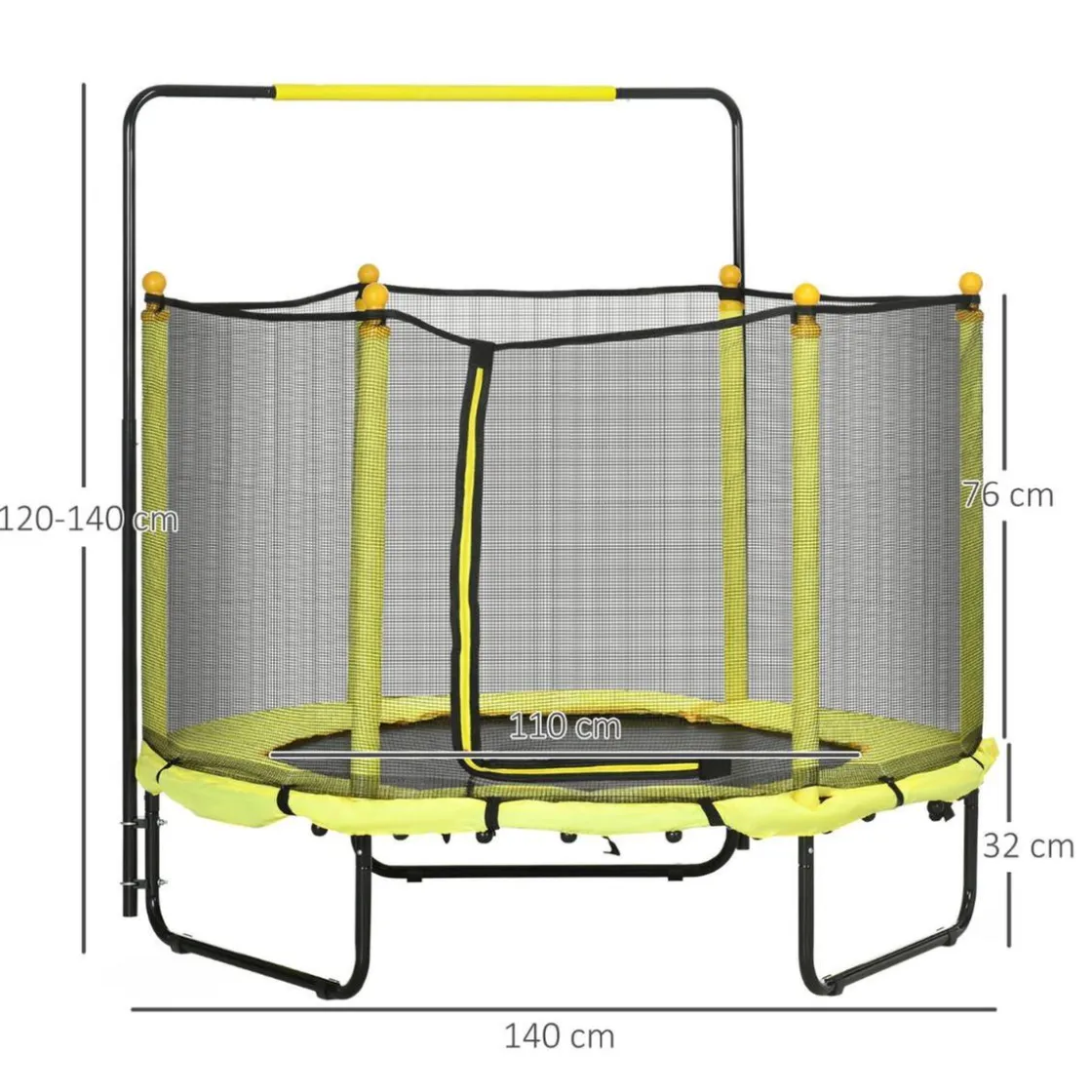 Homcom - Cama elástica con red de seguridad Ø110 cm amarillo* Camas Elásticas