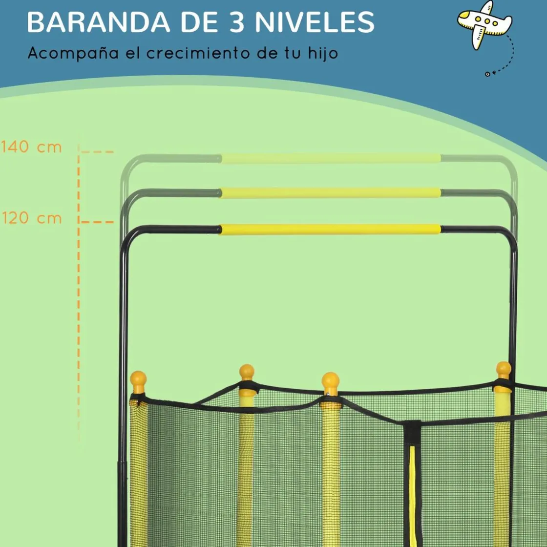 Homcom - Cama elástica con red de seguridad Ø110 cm amarillo* Camas Elásticas