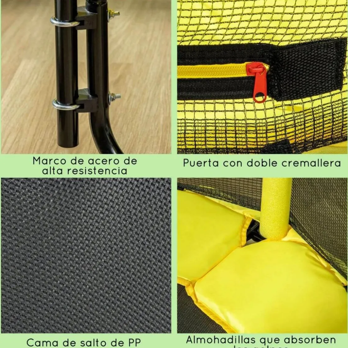 Homcom - Cama elástica con red de seguridad Ø110 cm amarillo* Camas Elásticas