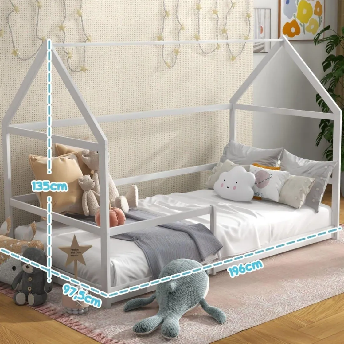 AIYAPLAY Homcom - Cama infantil en forma de casa Blanco