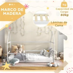 AIYAPLAY Homcom - Cama infantil en forma de casa Blanco