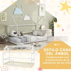 AIYAPLAY Homcom - Cama infantil en forma de casa Blanco