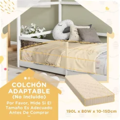 AIYAPLAY Homcom - Cama infantil en forma de casa Blanco