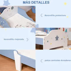 Homcom - Cama infantil estrellas Azul/Blanco* Estilo De Vida