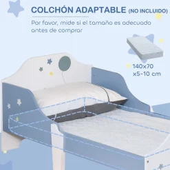 Homcom - Cama infantil estrellas Azul/Blanco* Estilo De Vida