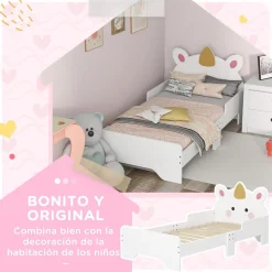 Homcom - Cama infantil Unicornio Blanco