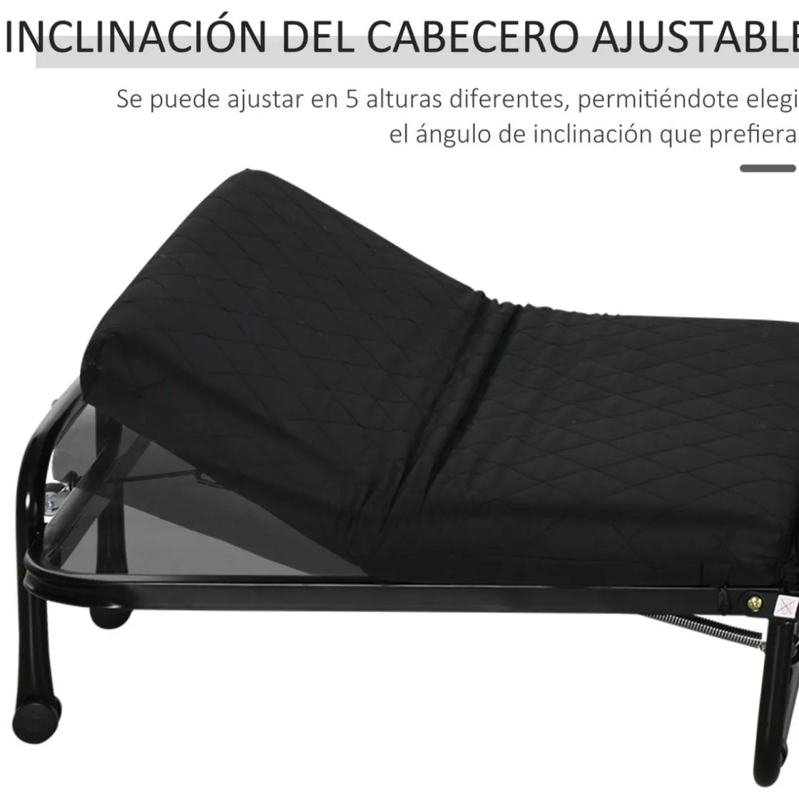 Homcom - Cama plegable con cabecera ajustable Negro