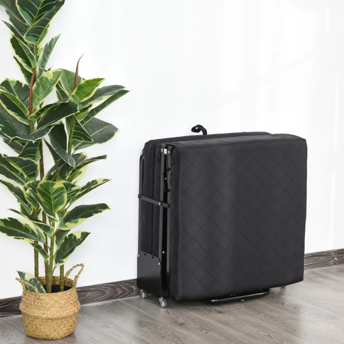 Homcom - Cama plegable con cabecera ajustable Negro