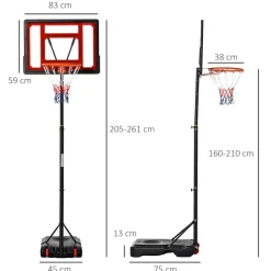 Homcom - Canasta de baloncesto de pie ajustable de 295-261 cm* Deportes