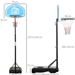 Homcom - Canasta de baloncesto de pie ajustable de 160-210 cm