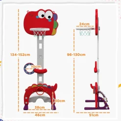 AIYAPLAY Homcom - Canasta de baloncesto infantil Rojo