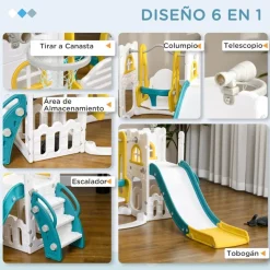 AIYAPLAY Homcom - Castillo juegos 6 en 1 para interior* Entretenimiento·Hamacas Y Columpios