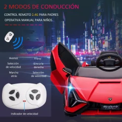 Homcom - Coche de batería Lamborghini con mando a distancia* Vehículos De Batería O A Pedales