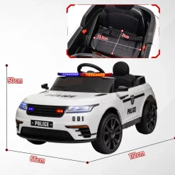 AIYAPLAY Homcom - Coche de policía eléctrico Blanco