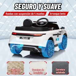 AIYAPLAY Homcom - Coche de policía eléctrico Blanco