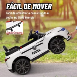 AIYAPLAY Homcom - Coche de policía eléctrico Blanco