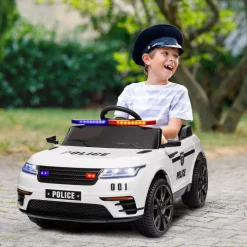 AIYAPLAY Homcom - Coche de policía eléctrico Blanco