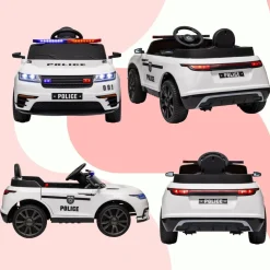 AIYAPLAY Homcom - Coche de policía eléctrico Blanco