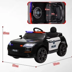 AIYAPLAY Homcom - Coche de policía eléctrico Negro* Vehículos De Batería O A Pedales
