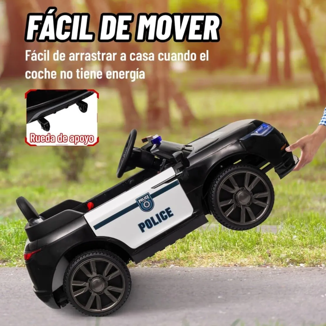 AIYAPLAY Homcom - Coche de policía eléctrico Negro* Vehículos De Batería O A Pedales