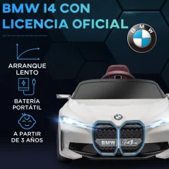 Homcom - Coche elécrico BMW i4 Blanco* Vehículos De Batería O A Pedales