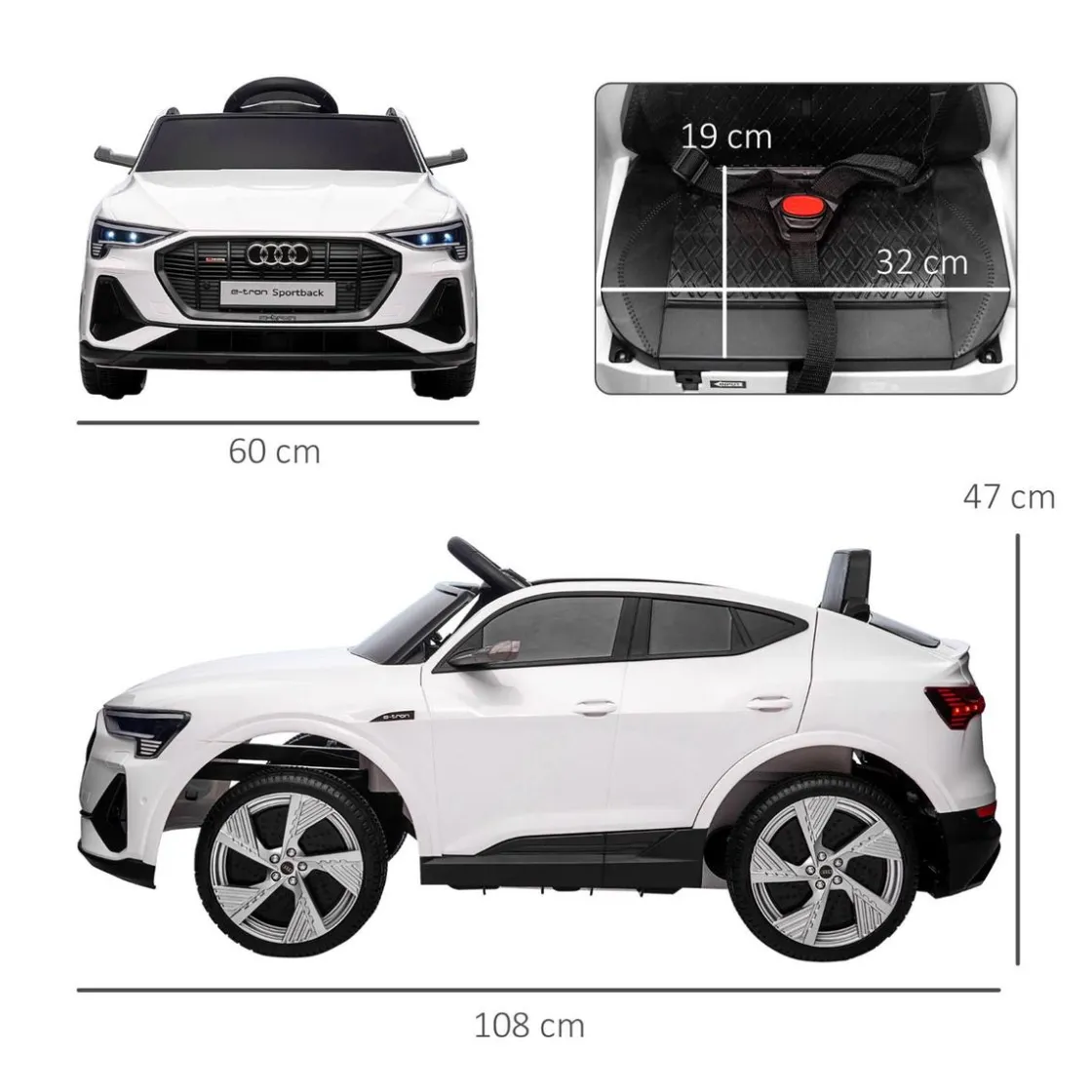 Homcom - Coche eléctrico Audi e-tron 12V blanco* Vehículos De Batería O A Pedales