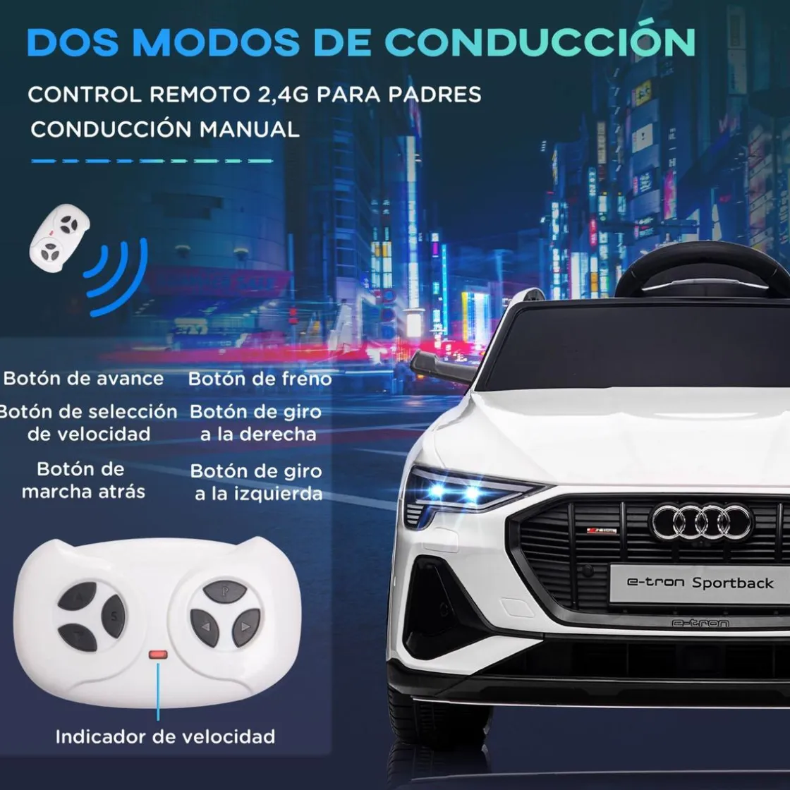 Homcom - Coche eléctrico Audi e-tron 12V blanco* Vehículos De Batería O A Pedales