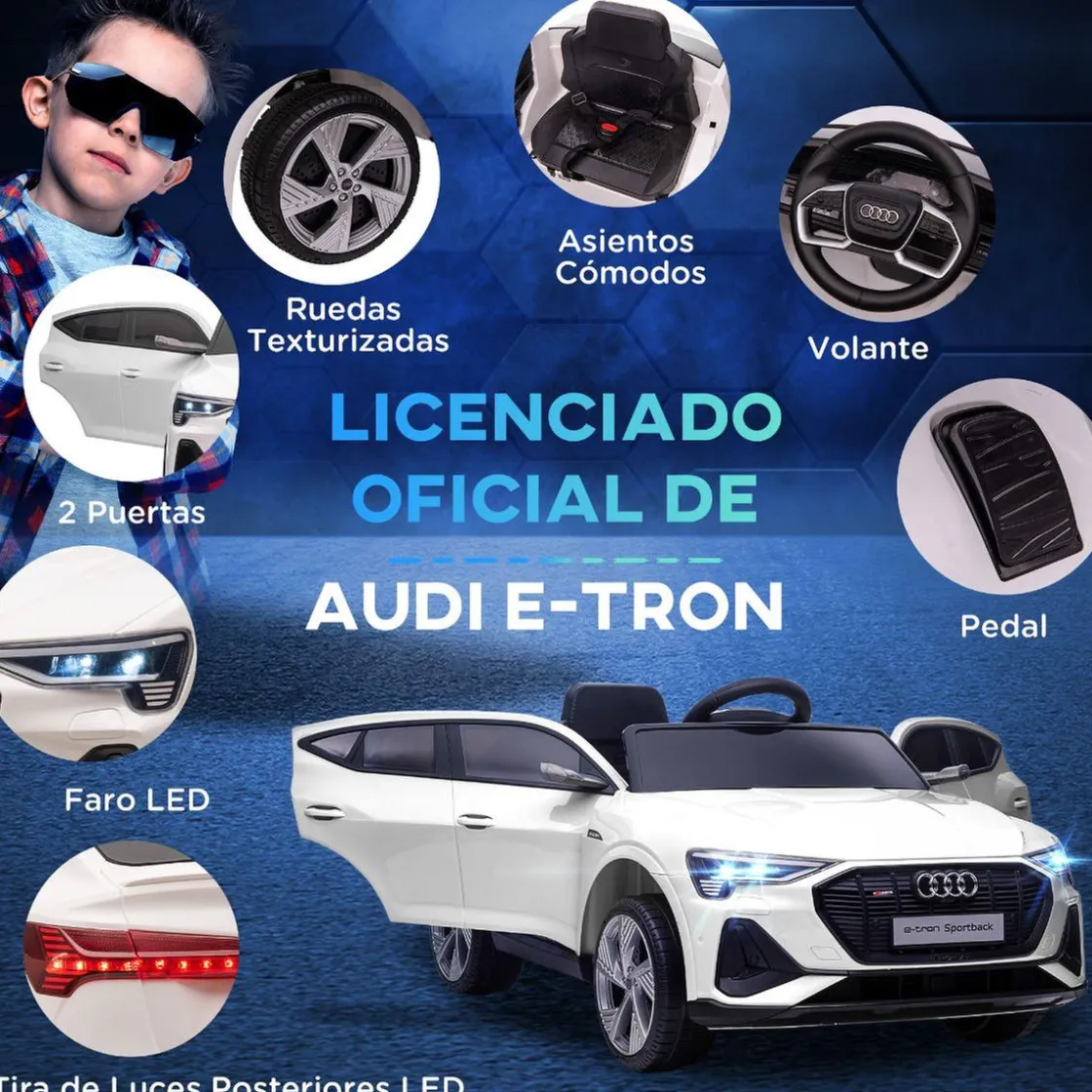 Homcom - Coche eléctrico Audi e-tron 12V blanco* Vehículos De Batería O A Pedales
