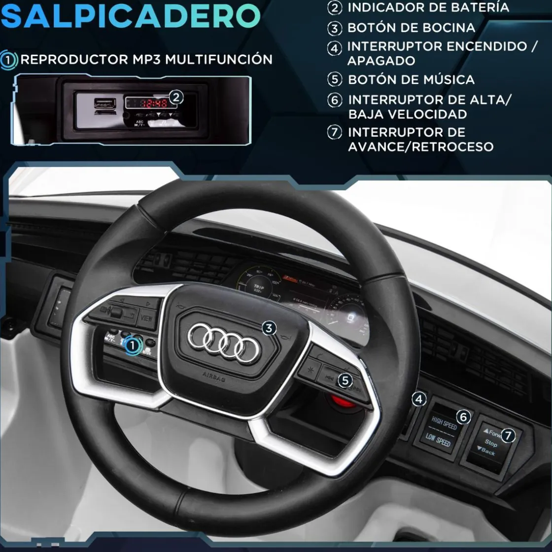 Homcom - Coche eléctrico Audi e-tron 12V blanco* Vehículos De Batería O A Pedales