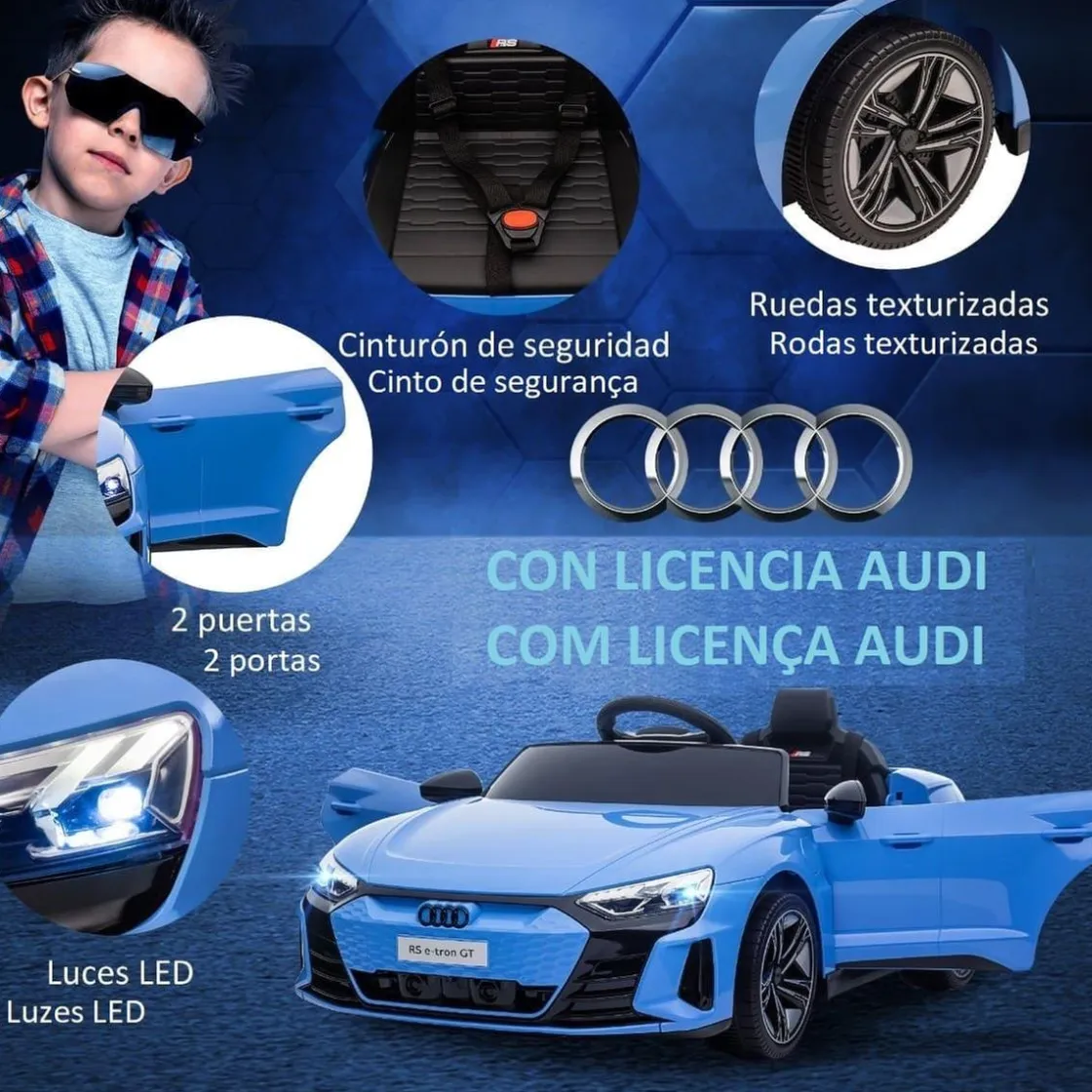 Homcom - Coche eléctrico Audi RS e-tron GT* Vehículos De Batería O A Pedales