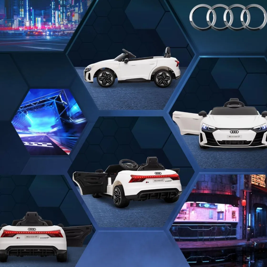 Homcom - Coche eléctrico Audi RS e-tron GT blanco* Vehículos De Batería O A Pedales