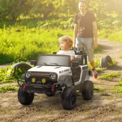 AIYAPLAY Homcom - Coche eléctrico batería 12 V con mando a distancia Blanco