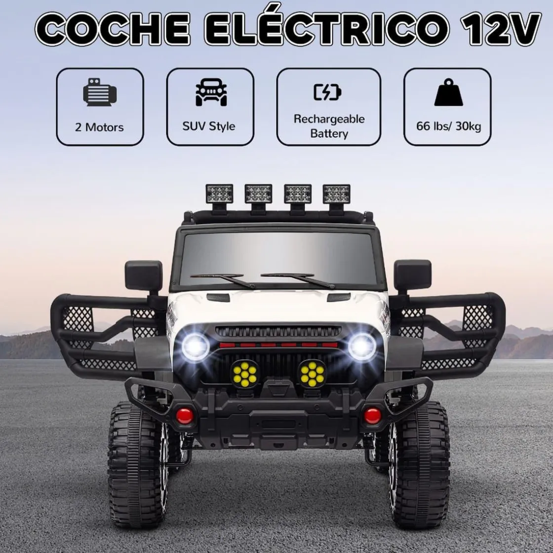 AIYAPLAY Homcom - Coche eléctrico batería 12 V con mando a distancia Blanco
