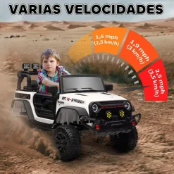 AIYAPLAY Homcom - Coche eléctrico batería 12 V con mando a distancia Blanco