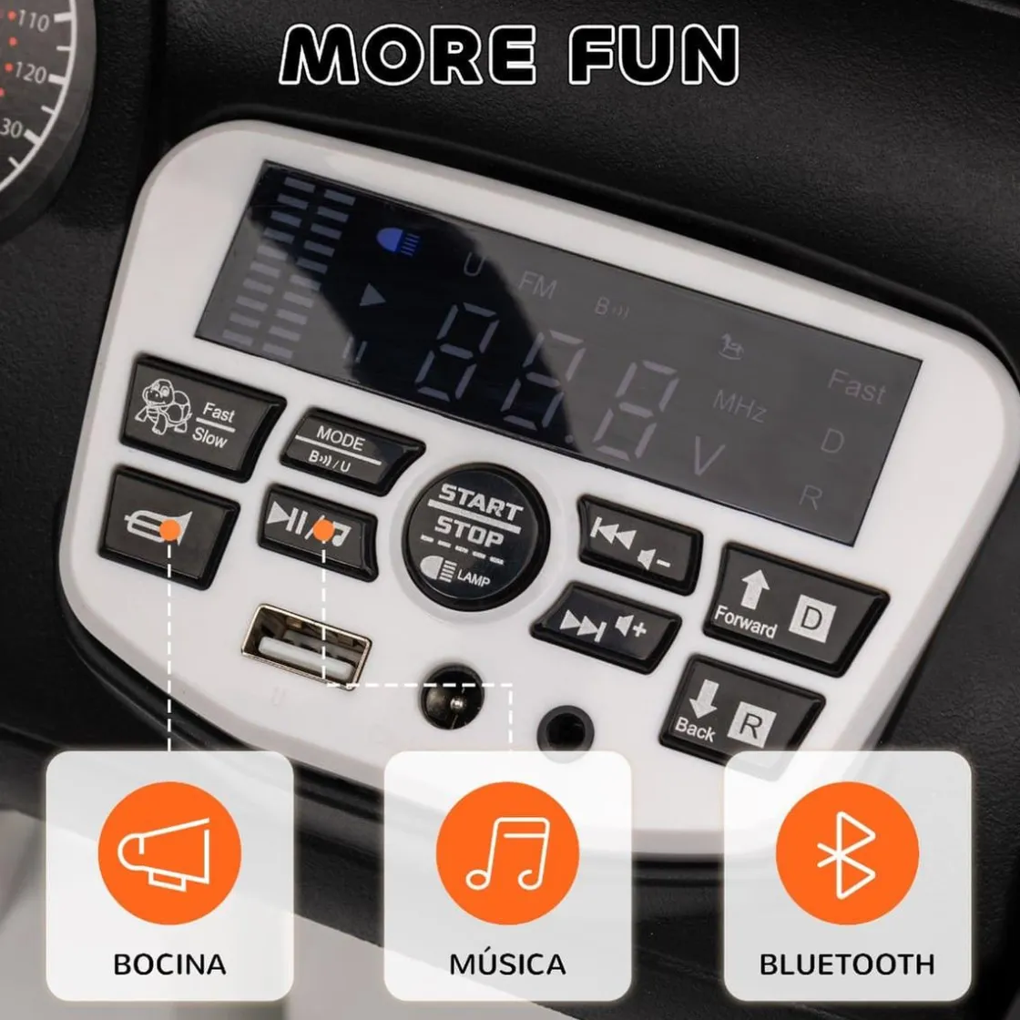 AIYAPLAY Homcom - Coche eléctrico batería 12 V con mando a distancia Blanco