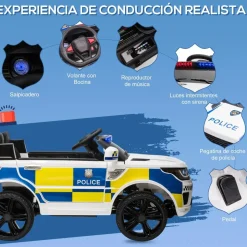 Homcom - Coche eléctrico de policía con mando* Vehículos De Batería O A Pedales