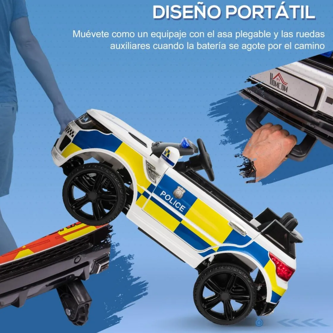Homcom - Coche eléctrico de policía con mando* Vehículos De Batería O A Pedales