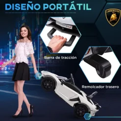 Homcom - Coche eléctrico Lamborghini Aventador Blanco 12 V
