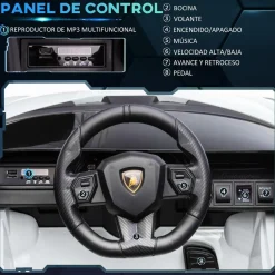 Homcom - Coche eléctrico Lamborghini blanco* Vehículos De Batería O A Pedales