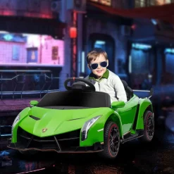 Homcom - Coche Eléctrico Lamborghini Veneno Verde* Vehículos De Batería O A Pedales